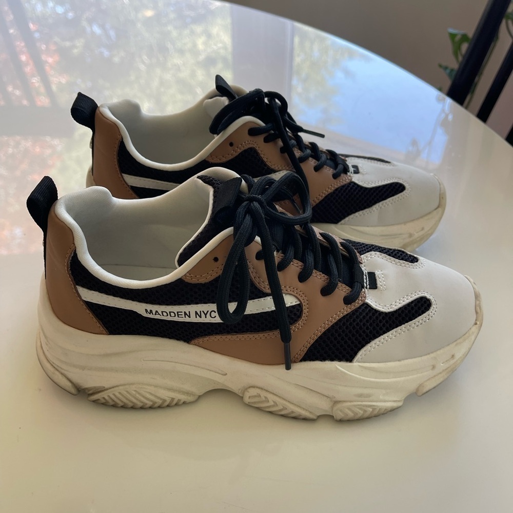 Madden NYC Black and Tan Chunky Sneakers